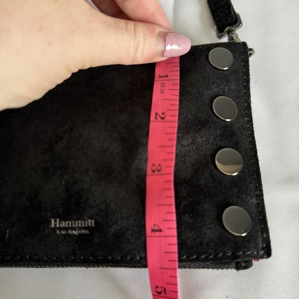 Hammitt Ryan Suede Black Clutch Crossbody Shoulder Bag Purse Gunmetal NWOT